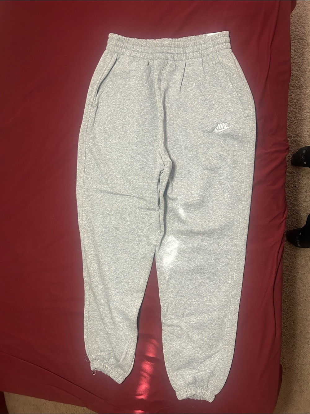 Nike Kids Light Gray Heather Sweatpants with Logo